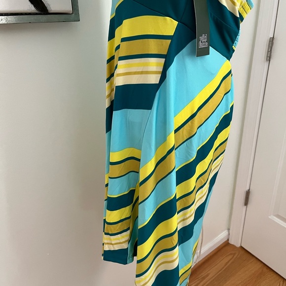 NWT Wild Fable Teal & Yellow Striped Halter A-Line Dress Handkerchief Hem XL - Picture 9 of 14